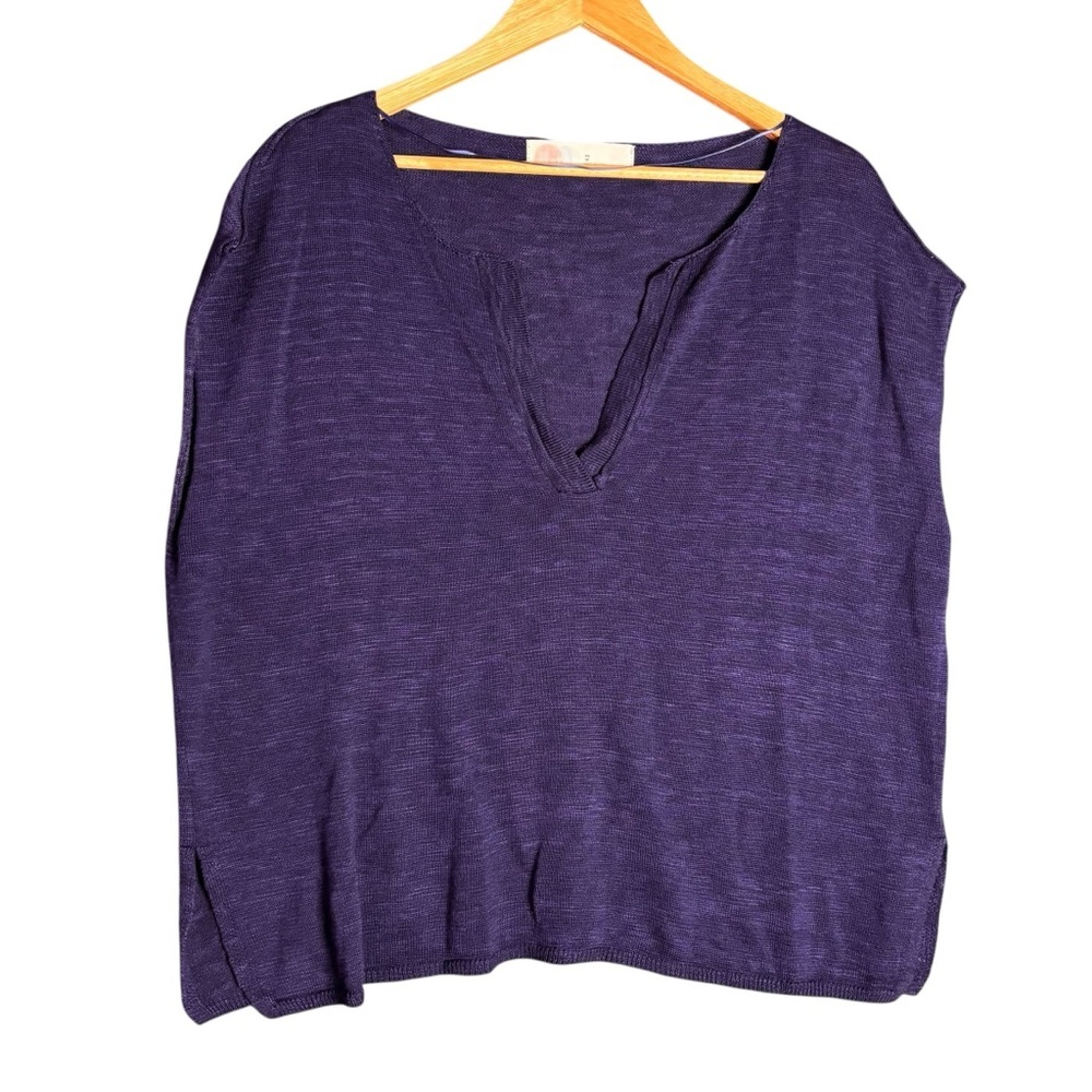 Free People Beach V-Neck Indigo Sleeveless Oversized Knit Sweater Women’s Sz XS - Picture 2 of 9